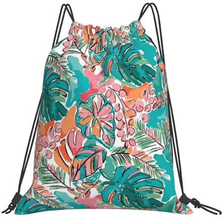 Tunnelzug Gymsack Aquarelle Sommerblume Klapprucksack Unisex Sportbeutel Erwachsene Gymnastikbeutel, Für Reisen, Yoga, Strandurlaub, 36x42cm