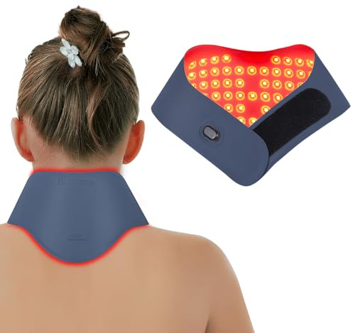 Hello Face Terapia della luce rossa per collo con controller ricaricabile, tecnologia a triplo chip, involucro a infrarossi, tessuto delicato sulla pelle da 660 nm e 850 nm per alleviare il dolore al