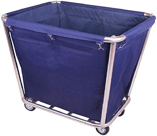 IUBGFTO Bewegliche Servierwagen für den Haushalt, robuster Wäschekorb-Sortierwagen mit Rädern, mobiler Hotel-Servicewagen mit Tasche, Edelstahlrahmen, 90 x 65 x 80 cm, blau