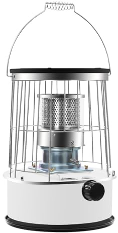 PUDLOR Portable Kerosene Space Heater, 10-20m² Heating Area Kerosene Heater Operation Knob Grid Handle Adjustable Chimney Fuel Gauge 23,500 BTU Heat Output for Garages, Poorly Insulated Rooms