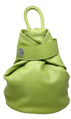 Chicca Borse Borsa Zaino Donna in Pelle Made in Italy 28x35x12 Cm (Verde Lime)