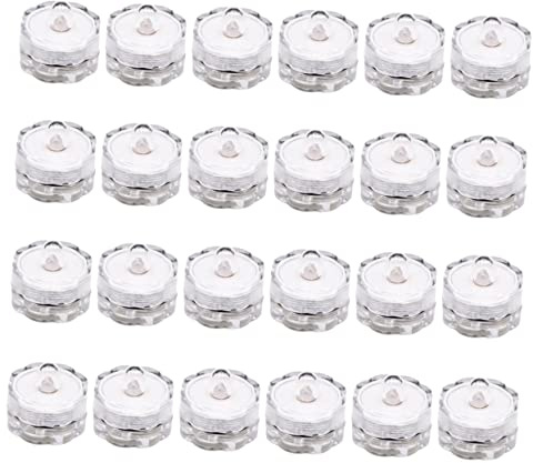 TOYANDONA 24piezas Unidades Led Luces De Vela Sumergibles Impermeables Lámparas Subacuáticas Amarillas Forma De Flor De Ciruelo Para Estanque Piscina y Fuente Batería Incluida Diseño Inalámb