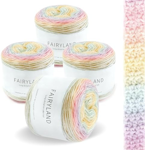 bechoanigel Farbverlaufsgarn, 400g (4x100g) Wolle Farbverlauf Super weich, Wolle zum Häkeln Kann Verwendet Werden, um Kissen, Decken, Schals und Hüte zu Stricken (Pink & Gelb)