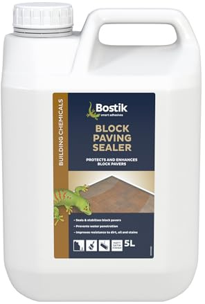 Bostik Block Paving Sealer – Water-Based Sealant for Pavers | Enhances & Protects | Stain, Oil & Water Resistant | Clear Satin Finish, 5L