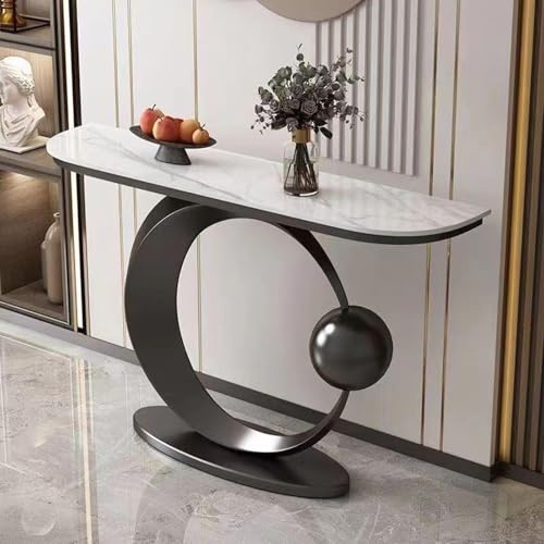 SFJATTA Table d'appoint d'entrée étroite, Console en marbre au Design Unique, pour Salon, Couloir, canapé, Hall d'entrée(Nero,120 * 30 * 80cm)