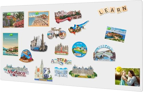 Magnettafel Weiß, Große Magnetwand reisen 80x100cm, Pinnwand Magnetisch für Küche, Büro, Kinderzimmer, Zur Unterbringung von Touristenmagnete Notizen