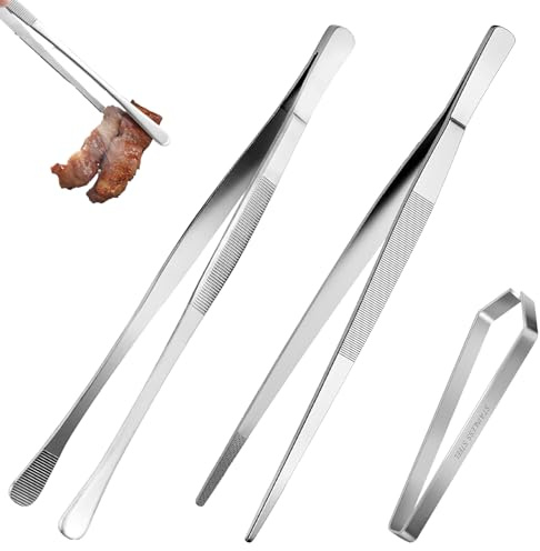 3 Stück Küchenpinzette,Pinzette Küche,Kochpinzette,Grätenzange,Kochpinzette Edelstahl,Fleischpinzette Edelstahl,Grillpinzette Für Kochen, Pinzette Küche Zum Grillen, Beschichten Und Servieren