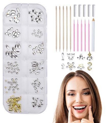 Zähne Edelsteine - DIY Zahnschmuck Kristalle, Professionelle Zahngem Set | Modisches Lächeln Zubehör | Zahnstein Set für kreatives Zahnstyling, Party, kosmetische Schönheit, Spaß