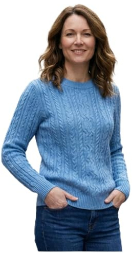 Women’s Cable Knit Jumper Long Sleeve Crew Neck – Soft Fisherman Ladies Sweater, Warm Winter Knit Pullover- S-XL