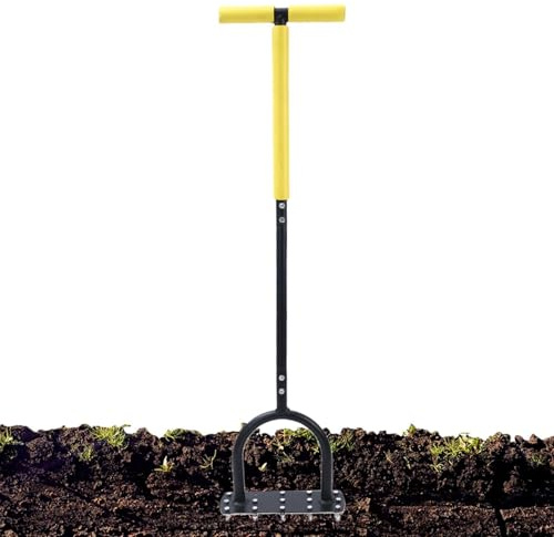 Aeratore per prato | Punta di scalpaggio manuale per prato con manico a T - Decompattatore per pavimento a carotazione,Adatto per giardino, esterno, vivaio, cortile, retro e cortile