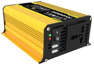 Onduleur Pur Sinus Onduleur Voiture 3000W 4000W Convertisseur Sinusoïdal Pur 12V CC vers 110V CA 220V Transformateur Tension Double USB Alimentation Intelligente(3000W 12V to 220V)
