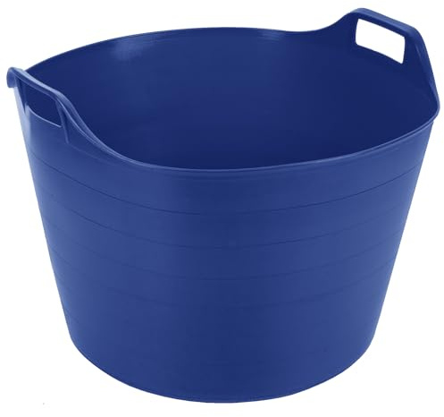 75L Extra Large Flexi Tub, Heavy Duty Garden Trug with Handles, Multipurpose Plastic Bucket for Compost, Horse Feed, Animal Feed, Construction Mixing, Storage and Laundry, Made in UK - (DARK BLUE)
