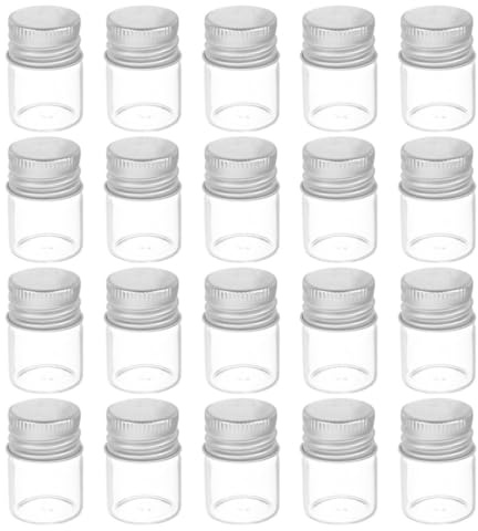 PACKOVE 30 Mini Botellas de Vidrio con Tapa de Aluminio y Cierre Hermético, 5 Ml, Reutilizables para Aceites y Materiales de Manualidades en Proyectos DIY