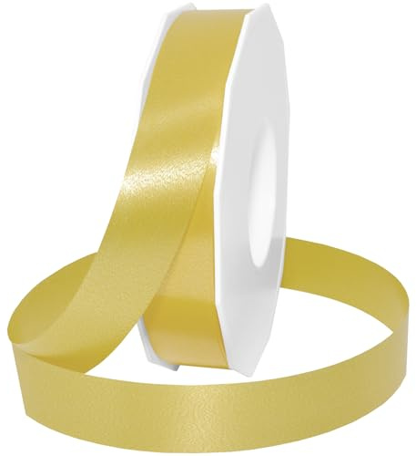 PRÄSENT C.E. PATTBERG Geschenkband Gold, 91 Meter Ringelband 25 mm zum Basteln, Dekorieren & Verpacken von Geschenken zu jedem Anlass