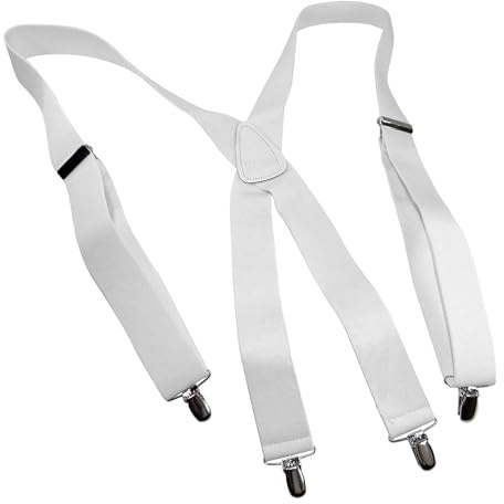 Hold-Up Suspender Co. Holdup 1 1/2 Wide Classic Series Suspenders for Men in X-back style w/USA Patented No-slip® Silver Clips (White XS)