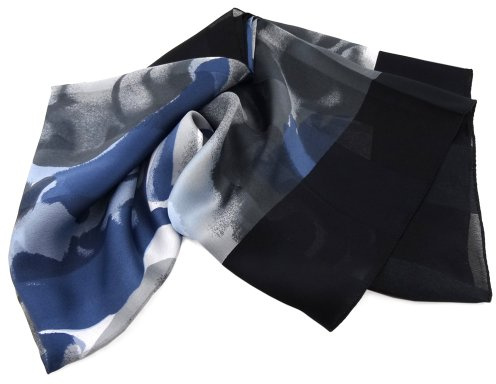 TigerTie Damen Satin Halstuch blau schwarz anthrazit grau 90 x 90 - Tuch Nickituch Schal