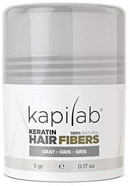 Kapilab Streuhaar Grau, Premium Haarpuder zur Haarverdichtung Haarfasern für Dünner Werdenes Haar Keratin Haarpulver Mehr Volumen Hair Fibers für Männer und Frauen - 5 gramm