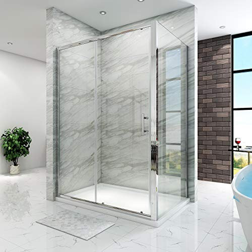 SIRHONA Cabine de Douche Coulissante 170x70x185 cm Porte de Douche à Double Porte Coulissante, verrer 6mm, Chromé