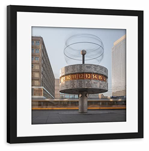 artboxONE Poster mit Rahmen schwarz 40x40 cm Weltzeituhr Berlin von Marcel Zizkat - gerahmtes Poster
