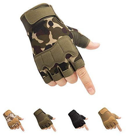 HYCOPROT Fingerless Tactical Gloves, Knöchelschutz Atmungsaktive leichte Outdoor-Militärhandschuhe zum Schießen Jagen Motorradfahren Klettern