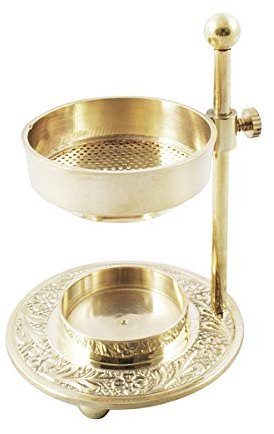 NKLaus Rauchgefäß Messing Gold Weihrauchbrenner verstellbar Teelicht Weihrauch 2206