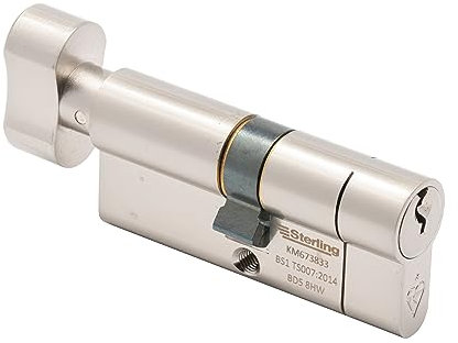 Sterling Int Ext BS1 ETN Thumbturn Door Cylinder, Satin Nickel, Internal 35mm External 35mm (70mm Total)