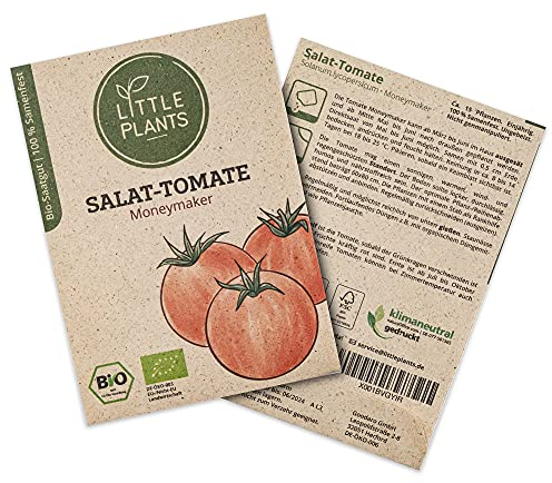Little Plants BIO Tomatensamen Moneymaker, 15 Tomaten Samen, hohe Keimrate, 100% Natürlich, BIO Samen Salattomate für Gemüsegarten Tomaten Hochbeet – BIO Tomate Samen Nachhaltig