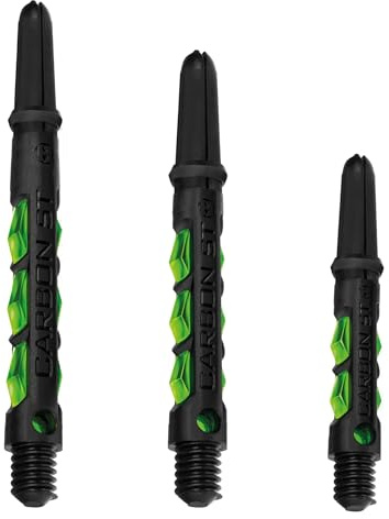 Harrows Dart Shafts Carbon ST Stems with Pyramid Rings, Short, Green (has3301)