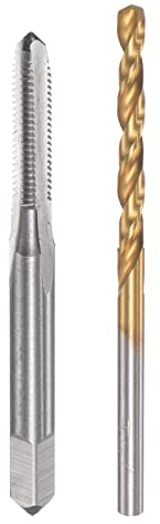 sourcing map 8-36 UNF Gewindebohrer gerade Nut 3,5mm Spiralbohrer Set titanbeschichtet 6542 Hochgeschwindigkeitsstahl Bohrer Maschinen Gewindebohrer