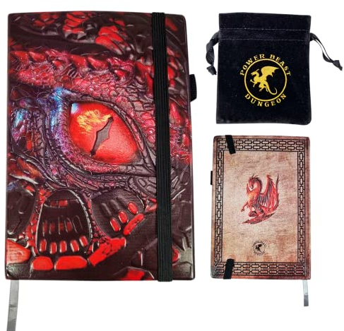 Power Beast Dungeon Drachen Notizbuch + Würfelbeutel, Compendium, Dungeons and Dragons Buch, Dungeons und Drache, DND, Monsterhandbuch, Dungeon Master's Guide, D&D.