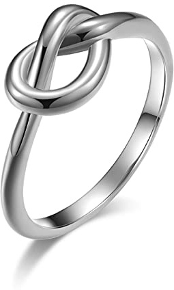 Skcess Bague Femme Argent, Bague Anneaux Femme Acier Inoxydable Nouer Bague Fiancaille Cadeau Anniversaire Saint Valentin