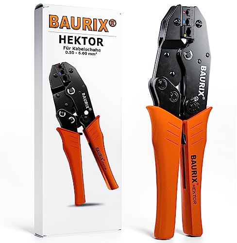 BAURIX® Pinza Crimpatrice - Crimpatrice per [0,50-6mm²] Puntalini Elettrici - Pinza Crimpatrice Capicorda per Connettori Elettrici - Pinza Capicorda, Crimp