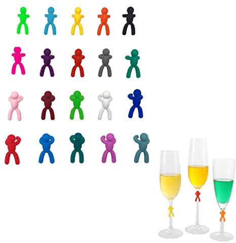 20 Colori Segnabicchiere in Silicone Segna Bicchieri Calici, Segnabicchieri Colorati, Segnabicchieri per Calici, Marcatori per Bicchieri da Vino Riutilizzabili, Identificatore del Bicchiere di Vino