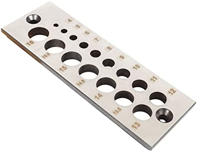 Stahldübelplatte, 16 Löcher, Dübelmacher, Stahlplatte, metrische Skala, 4 mm-16 mm, erhältlich für alle Weichhölzer und Harthölzer