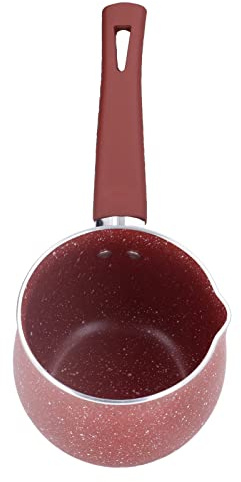 Non Stick Milk Pan Mini Small Pot Single Handle European Coffee Pot Seasoning Heating Red Butter (Red)