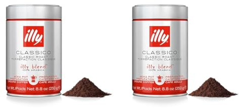 illy Classico Medium Roast Arabica Coffee for Moka Pots, 250g (Pack of 2)