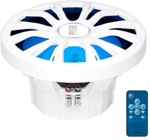 KIT SET PARA BOSS AUDIO SYSTEMS MRGB10W 1 subwoofer de 10 25 cm 250 mm, 400 vatios rms 800 vatios máx, resistente al agua, doble bobina de 2 ohmios, con LED RGB y mando a distancia incluidos, 1 pieza