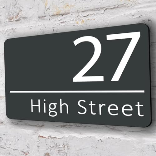 Numero Civico Acrilico Personalizzato Con Nome di Strada - Font Moderno per Esterni, Indirizzo Aziendale, Segno Negozio, Targa Personalizzata - Regalo