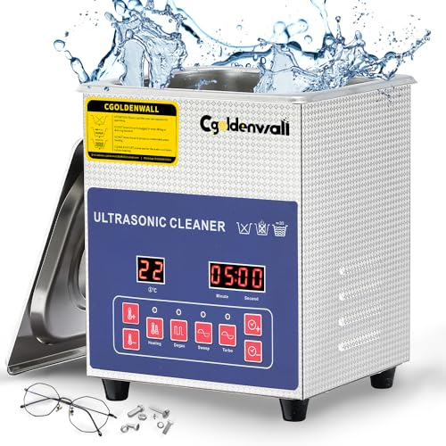 CGOLDENWALL Limpiador ultrasónico digital de 22 L, 28/40 kHz, doble frecuencia, 480 W, potente limpieza, calefacción de 20 a 80 ℃ y temporizador de 0 a 30 minutos para joyas, relojes, anteojos, piezas