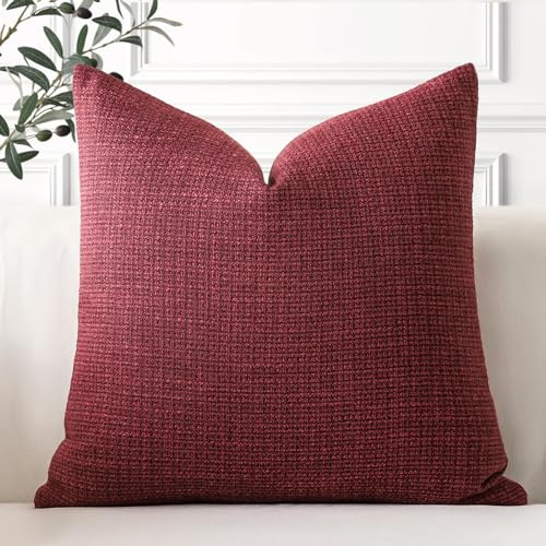 Artscope 1er Set Kissenbezug Einfarbig Wurfkissenbezug Leinen Kissenbezüge 50x50cm Moderne Dekokissen Kissenhülle Set Kissen Fall für Sofa Schlafzimmer Zuhause Dekor, Wein Rot