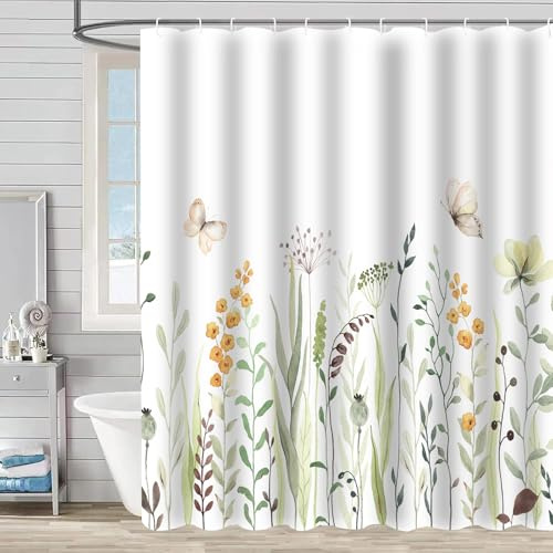 FAIRYGATE Bathroom Curtains Window 72x72inch Plant Shower Curtain Leaf Bathroom Simple Leaf Waterproof Bathtub Art Decorative with Hook B9815