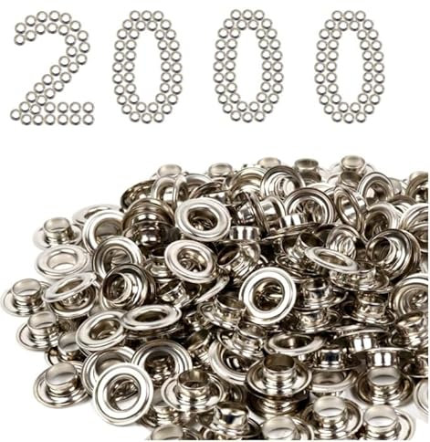 Emoshayoga 2000 ojales de 6 mm para alicates de ojales, lonas, telas, cortinas y pancartas (plata)