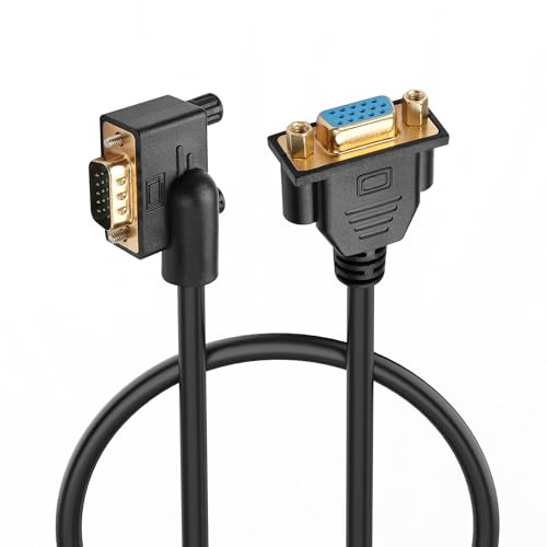 PNGKNYOCN 0.5M 90 Grad VGA Kabel, Linksknickwinkel 15 Pin Full HD 1080P hochauflösend VGA Stecker zu Buchse Video Verlängerungskabel