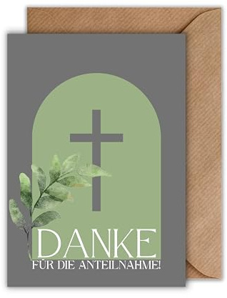 WBdesignz 10er Set Trauer-Dankeskarte mit Umschlag - Aufrichtige Danksagung für Gedenkfeier Danke für die Anteilnahme Trauerfeier Beerdigung Anteilnahme Trost (DIN A6)