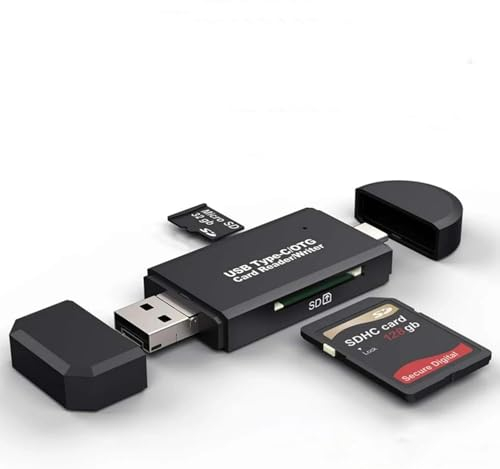 Lecteur de Carte SD/Micro SD USB Type C et 2.0 - Adaptateur OTG Portable pour SDXC, SDHC, MMC, RS-MMC, Micro SDXC, Carte Mémoire