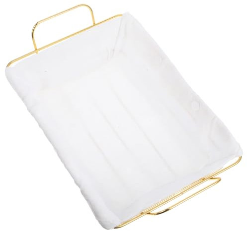 ULTECHNOVO Gold Metal Bread Basket Removable Liner, Rectangular Wire Storage Tray for Fruit, Kitchen Organizer Basket Suitable for Pantry and Dining Table