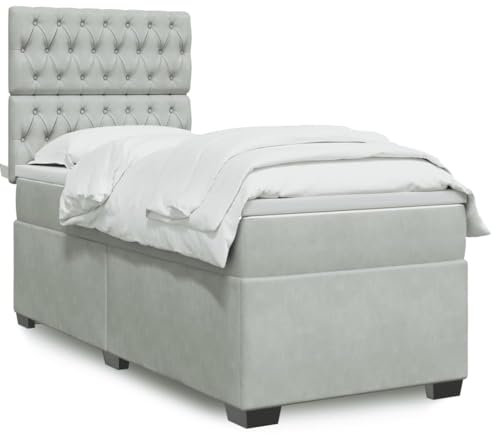 qohoio Boxspringbett mit Matratze Hellgrau 80x200 cm Bett Boxspringbett Bett Mit Matratze Schlafzimmer MöBel Betten Samt - 3293068