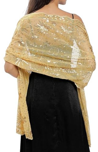 Generisch Halstuch Damen, Stola für Abendkleid, Schal Damen mit Pailletten Sparkling Stola Durchscheinend Shawl Festliche Schal und Stolen Elegant Stola für Abendkleid Schultertuch für Frauen