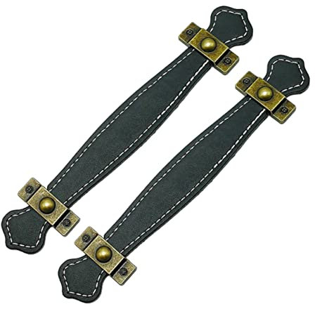 Housoutil 2stücke Schubladengriffe Aus Zinklegierung Mit Pu-leder Für Schränke Klassischer Vintage-stil Stabile Materialien Bequemer Griff Für Küche Bad Und Wohnzimmer