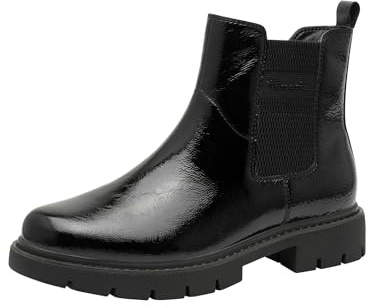 TAMARIS Comfort Chelsea damstövlar, svart patentt, 37 EU, Svart patent, 37 EU